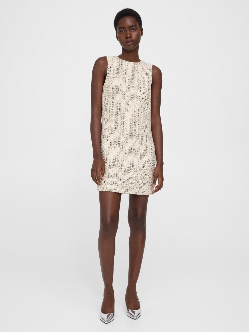 THEORY SHIFT DRESS IN COTTON-BLEND TWEED - IVORY MULTI- Sz 6- EUC Orig $395